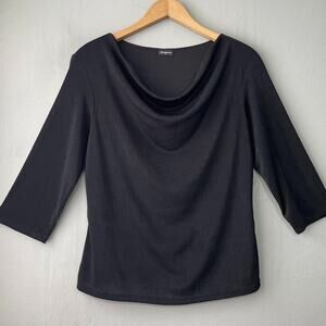 Tangents Y2K Size Small Black Cowl Neck Stretch Knit Top Gothic Dark Romantic